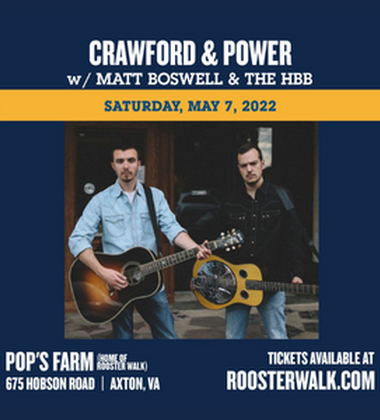 Crawford & Power this Saturday at Pop's Farm!