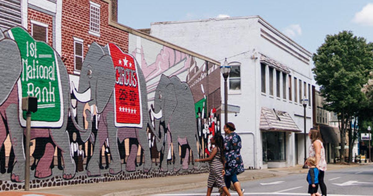 Elephants on Parade Mural in Uptown Martinsville