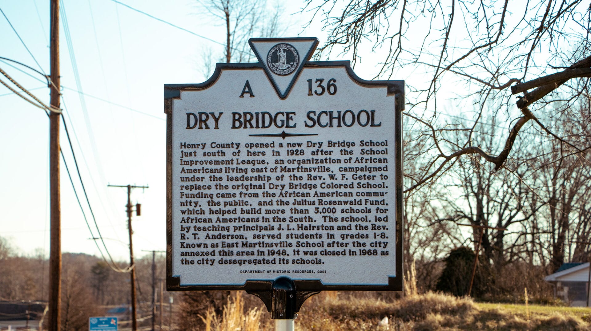 Dry Bridge School Historic Marker - Martinsville Tourism